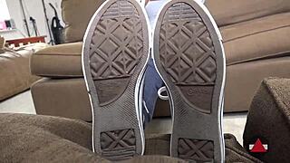 submissive ebony model shows her ass in close up