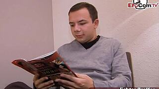 this german student teen tries sex casting with a stranger and bangs him hard