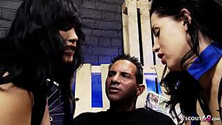 Rough Cosplay Ffm Threesome With Two Sexy Black Hair Girls