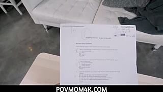 Busty Brunette Stepmom Teases Stepson with Sultry Blowjob