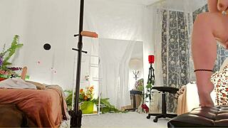 look at that curvy milf oiling her big ass and tits on voyeur cam