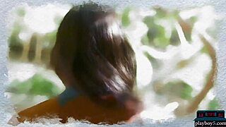 Ebony milf Brookliyn flaunts big natural boobs in solo Playboy softcore clip.