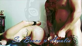 Submissive amalia gets fucked hard by her couple and swallows cum