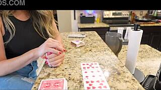 Playing strip poker with sexy stepmom Coco Vandi