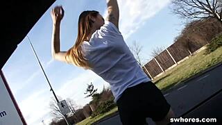 Skinny hot street whore fucked cheap in hidden car spot! 😉