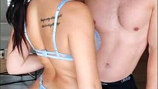 Big Booty Brunette Deepthroats Big Cock!