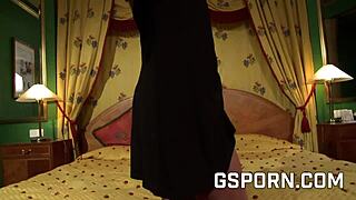 Sexy blonde milf begs for rough cock in her tight asshole with cum on ass.