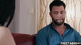 Brunette Rides Hard Before Stepsister Returns