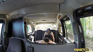 Horny couple bangs hard in fake taxi