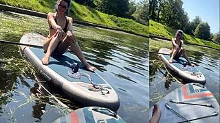 Sunset romance on paddle boards