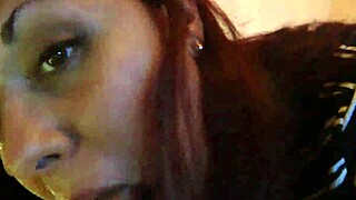 She grabs herself in a narrative moment.