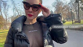 I saw this beauty flashing her big boobs while walking in the public park, it was so hot!