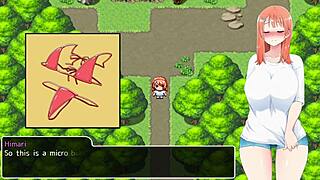 She gets sexy red bikini from another girl in rural exhibitionist fun.