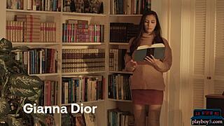 Petite teen Gianna Dior in solo striptease with fur