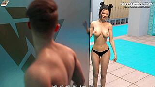 Does this busty babe give handjob in public shower?