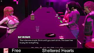 Sheltered hearts explore dating in erotic game.