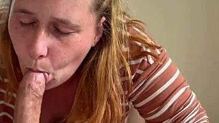 Piggy oinks while sucking cock