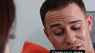 Slutty stepsister Hailey Little rides her stepbrother's cock hard!