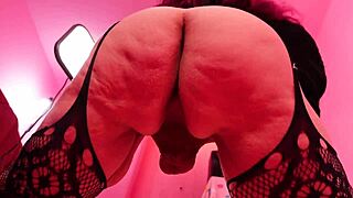 bbw tranny rides dildo in creamy pov ass