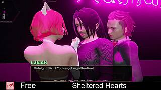 Sheltered hearts explore dating in erotic game.