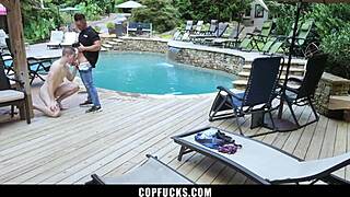 Skinny twink perp punished with officer's bareback load in ass