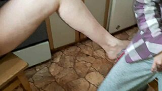 Wanna join us? Three students get off in the kitchen!