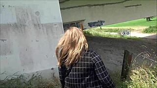 Young Blonde Gets Taken Advantage Of Outdoors By Perverse Man