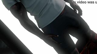 in secondlife, white slut performs deepthroat sucking in public outdoor scene