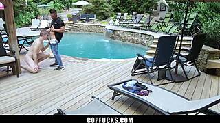 Skinny twink perp punished with officer's bareback load in ass