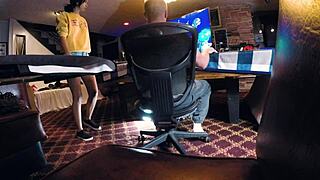 Skinny Slut Dayanara Sucks and Chokes on Pro Gamer's Cock