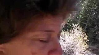 Petite latina sucks huge cock by riverfront