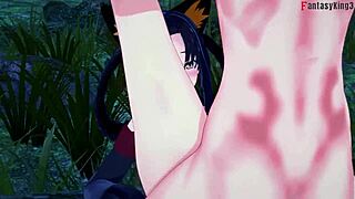 Why is Akeno blindfolded giving that bj to Kuroka in this hsdxd ntr madness?