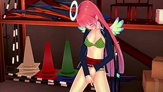 Pink hair girl experiences her first time in a 3d anime adventure