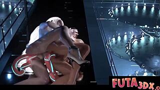 Big-dicked blonde futa bangs and gets drilled by alien dildo?