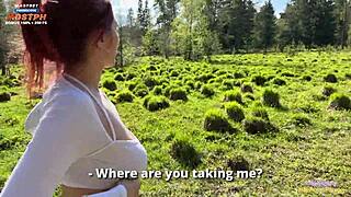 a strange girl begged for sex and got pounded in the woods right away