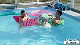 Tony Milak and Corey Law Explore Bareback Fun by the Pool