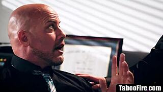 secretary sneaks a blowjob to boss during his tense wife call at work