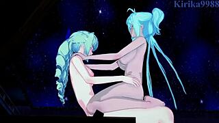 Can Saint-Germain and Cagliostro handle intense lesbian play and futanari sex in Symphogear?