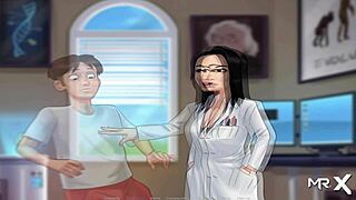 I noticed the teacher's reaction to my cock size anomaly in Summertime Saga