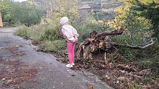 I was out near mountains, feeling wet and horny, masturbating to orgasm in public