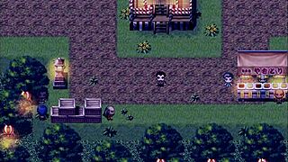 In hentai game episode 36, tanned girl Natsuki gets cum inside her ass by old man in public