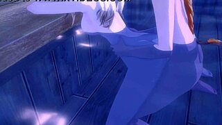 kissing jean with her hair down in this 3d cartoon genshin impact hentai anime scene