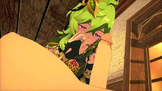 Sunset with collei from genshin impact in anime hentai 3d cartoon 🌅