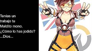 Tracer dominates with jerk off instructions and anal toys in Overwatch hentai.