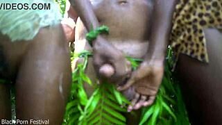two african tribe girls mess around with village chief deep in the forest
