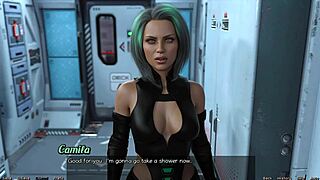 red haired step sister stranded in space shower scene