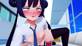 kisaki gives an amazing handjob in this hentai