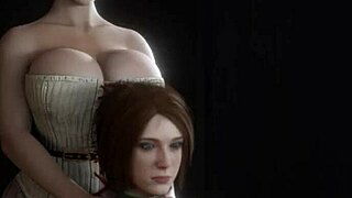 two guests choosing a busty woman for a threesome animation