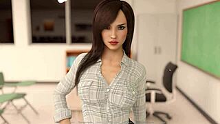 What’s up with this redhead milf teacher in lustful gameplay?