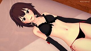 Hot Megumin craves wild sex in a tight bikini for adult hentai 3D. Her shaved pussy shines in this uncensored parody version.